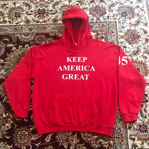 Trump Keep America Great Red Hoodie Mens Sz L MAGA - TRUMP 2024 Patriotic hoodie - Picture 1 of 5